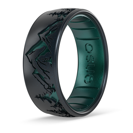 Etched Silicone Ring - Peak - Black Pearl/Emerald