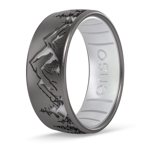 Etched Silicone Ring - Peak - Platinum/Pearl