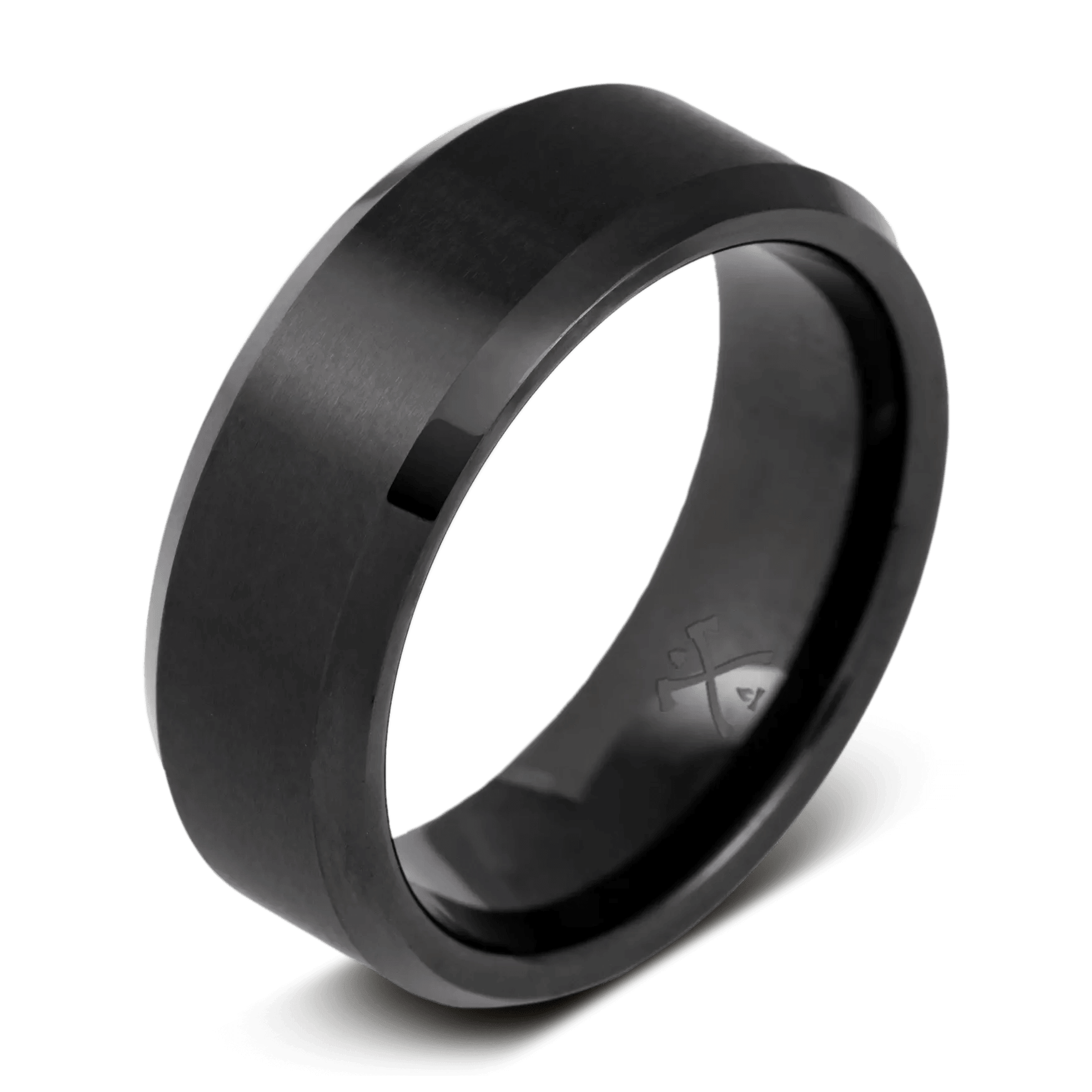 Black ring with a logo on a transparent background