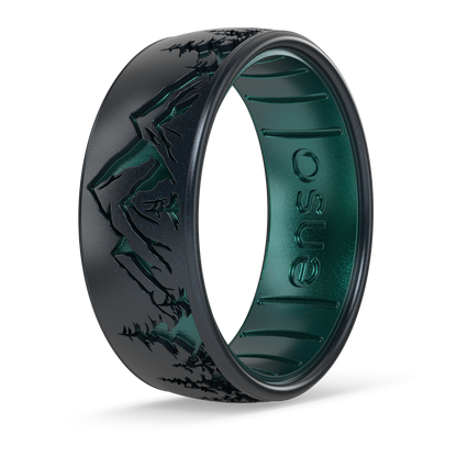 Etched Silicone Ring - Peak - Black Pearl/Emerald