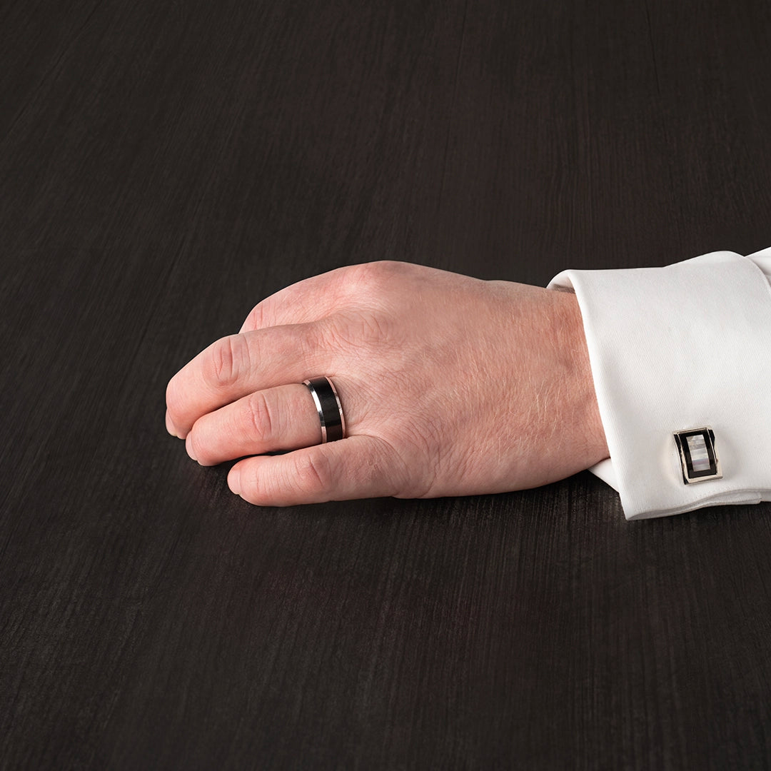 Onyx and Mother of Pearl Key Cufflinks