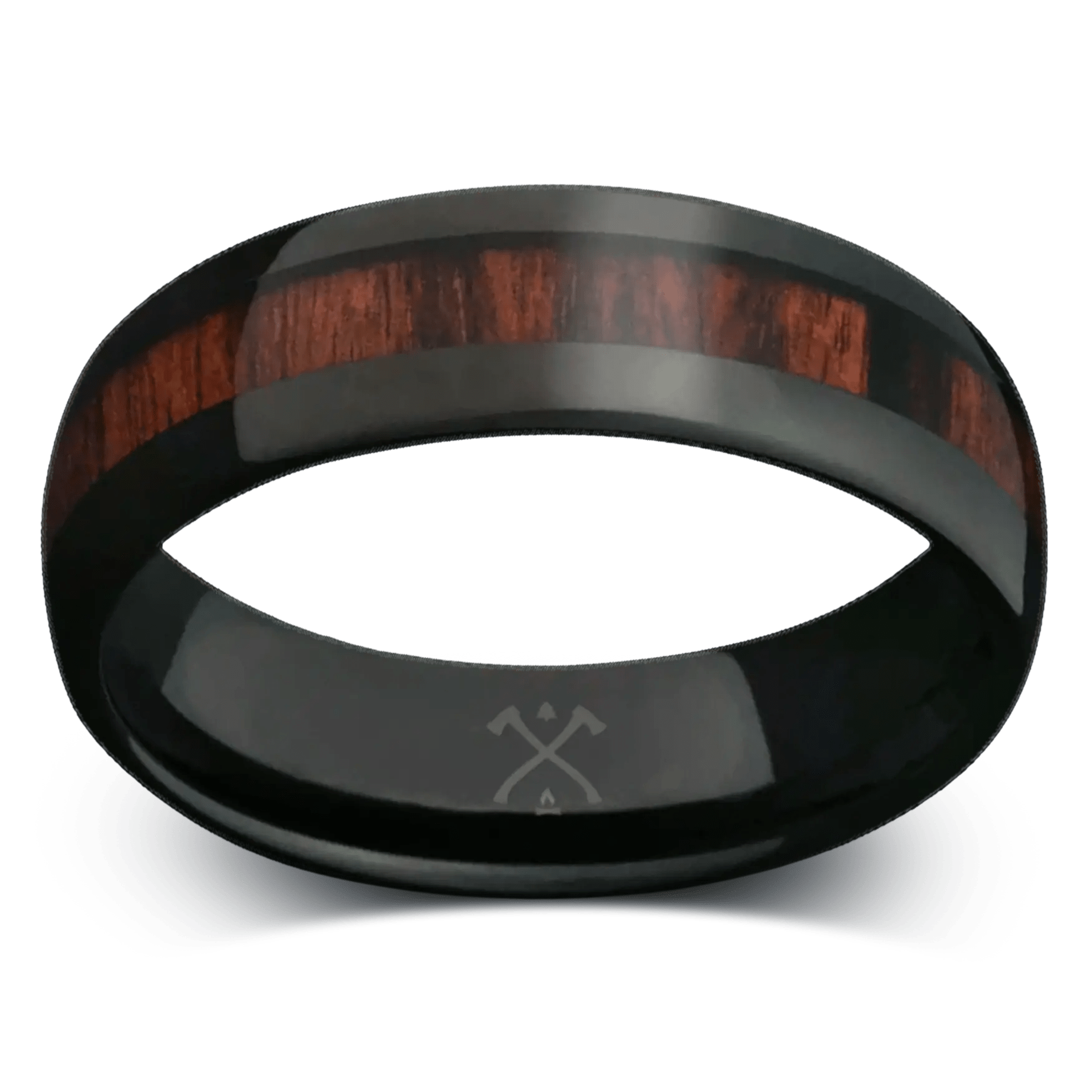 The Cowboy - Black plated tungsten and koa wood - mens wedding bands