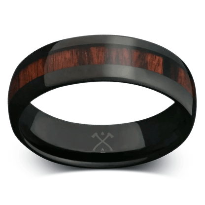 The Cowboy - Black plated tungsten and koa wood - mens wedding bands