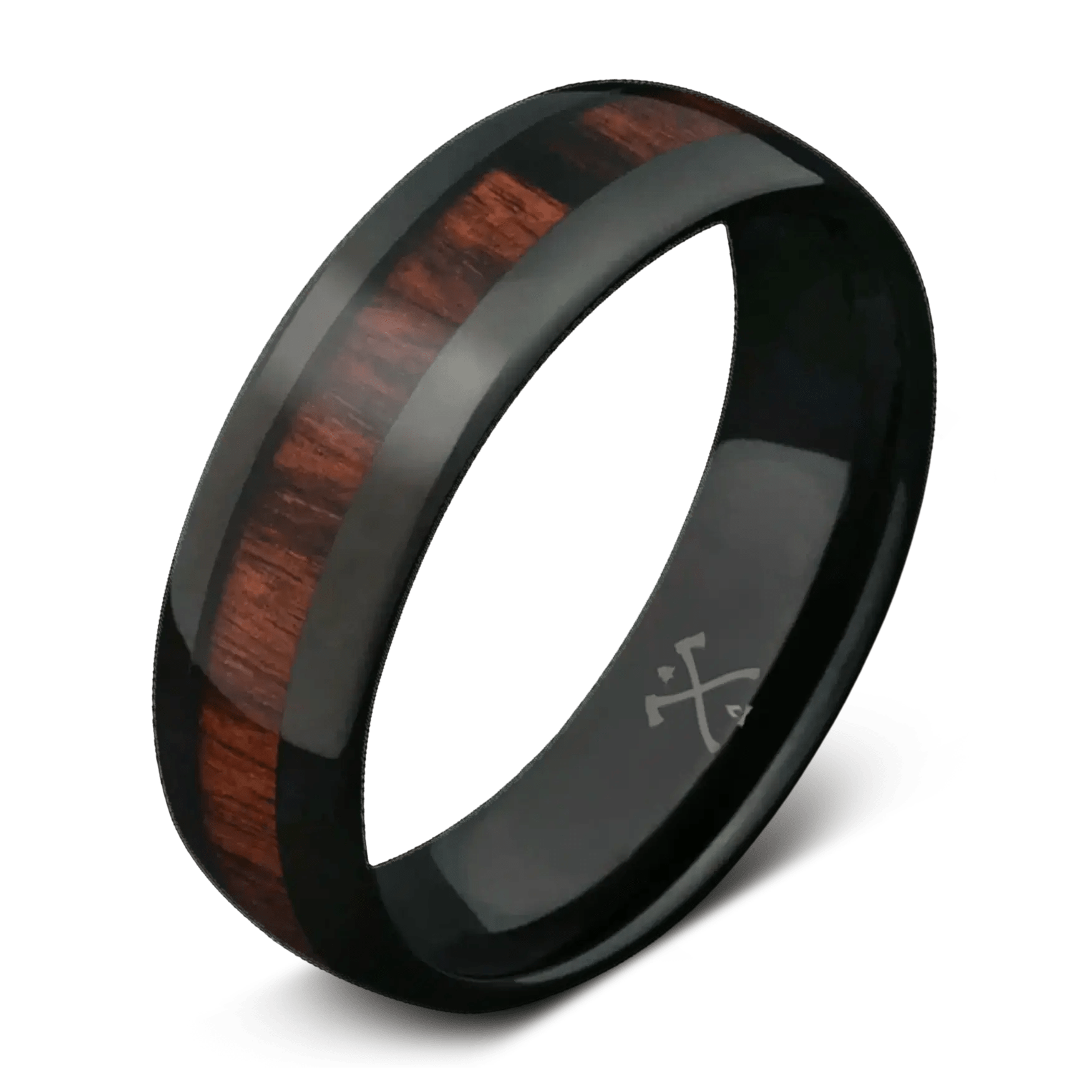 The Cowboy - Black plated tungsten and koa wood - mens wedding bands