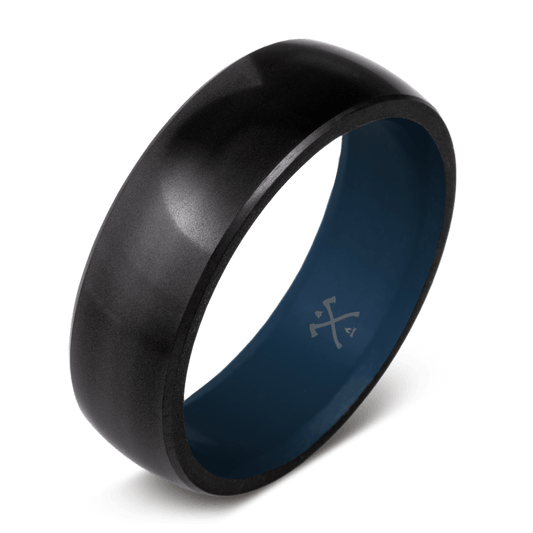 The Echo. Black men's ring with black diamond outside and cerakote lining the inside. 