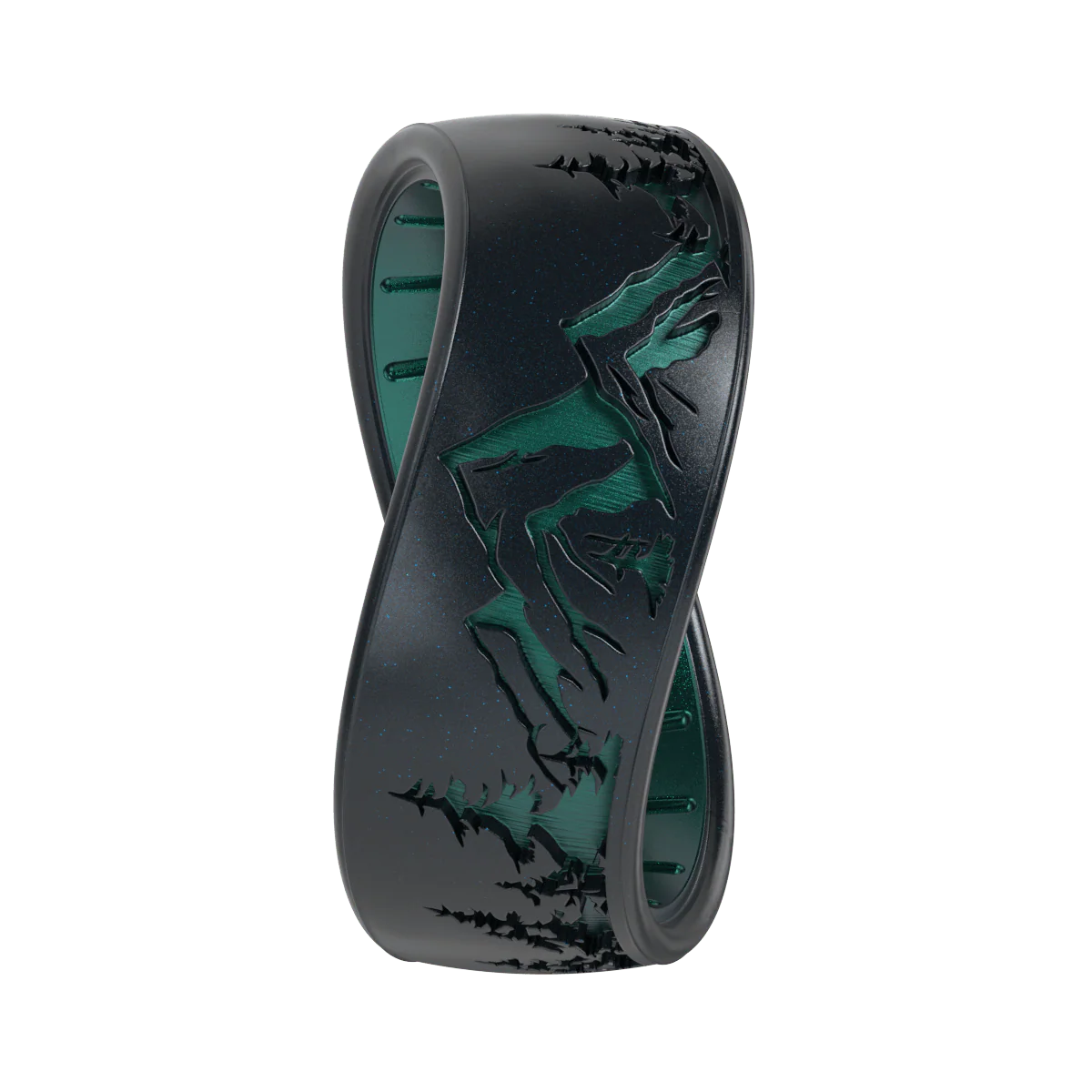 Etched Silicone Ring - Peak - Black Pearl/Emerald