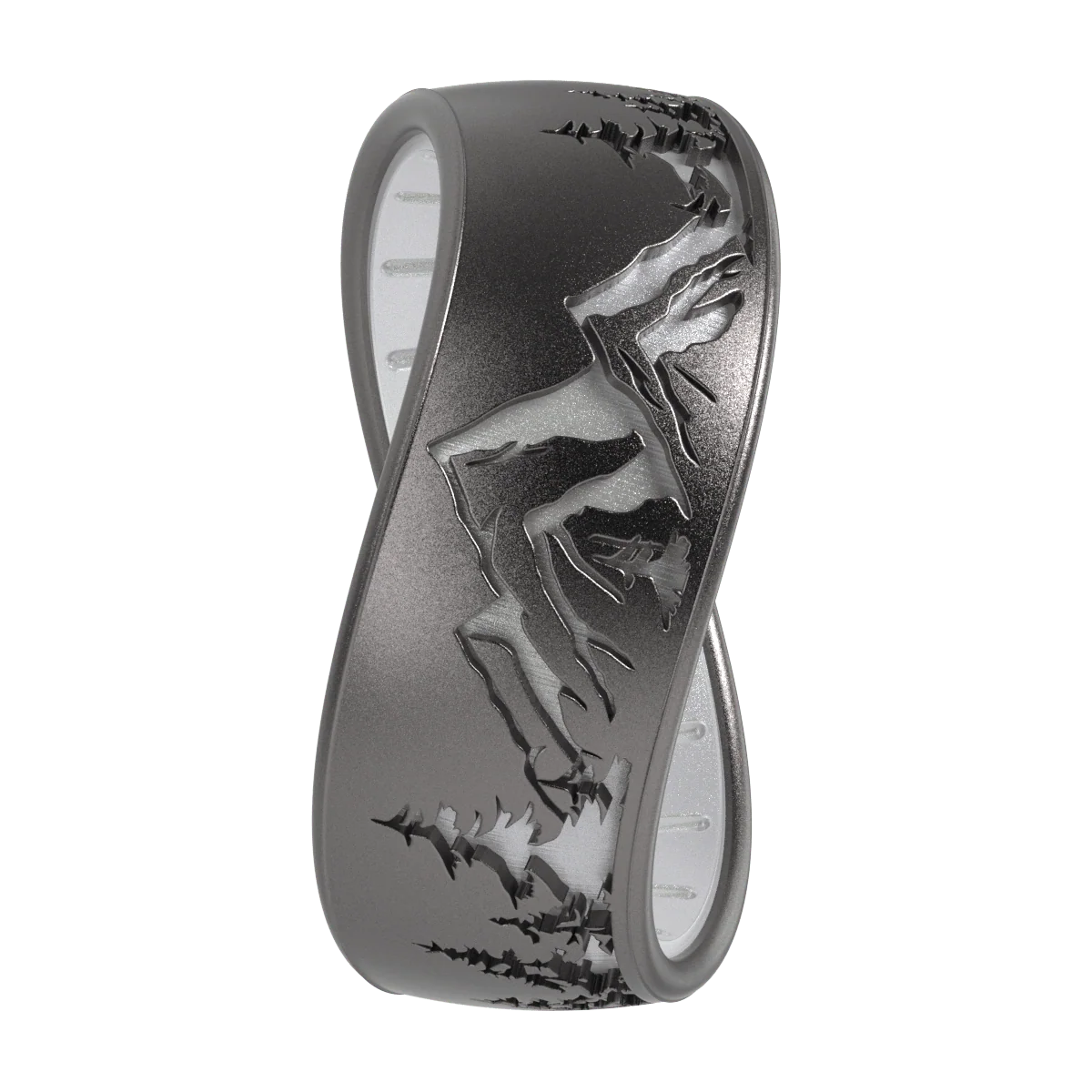 Etched Silicone Ring - Peak - Platinum/Pearl