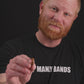 Trying on a men's wedding ring made of Rosewood and Guitar String- Fender - Manly Bands